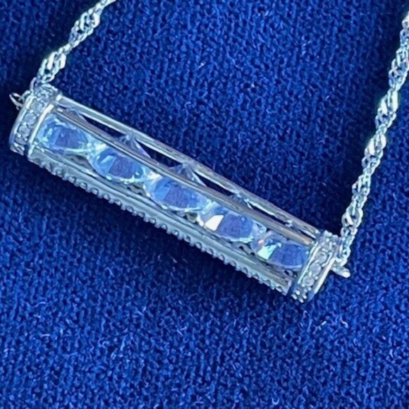 STERLING SILVER & CUBIC ZIRCONIA DESIGNER NECKLACE Fuzion Creations NEW 85 Gems - Picture 6 of 16